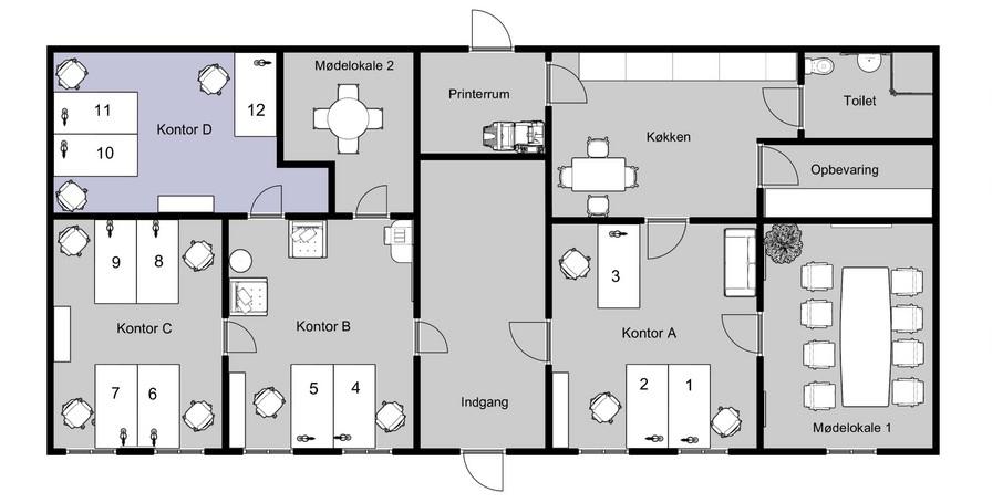 Kontor D plantegning